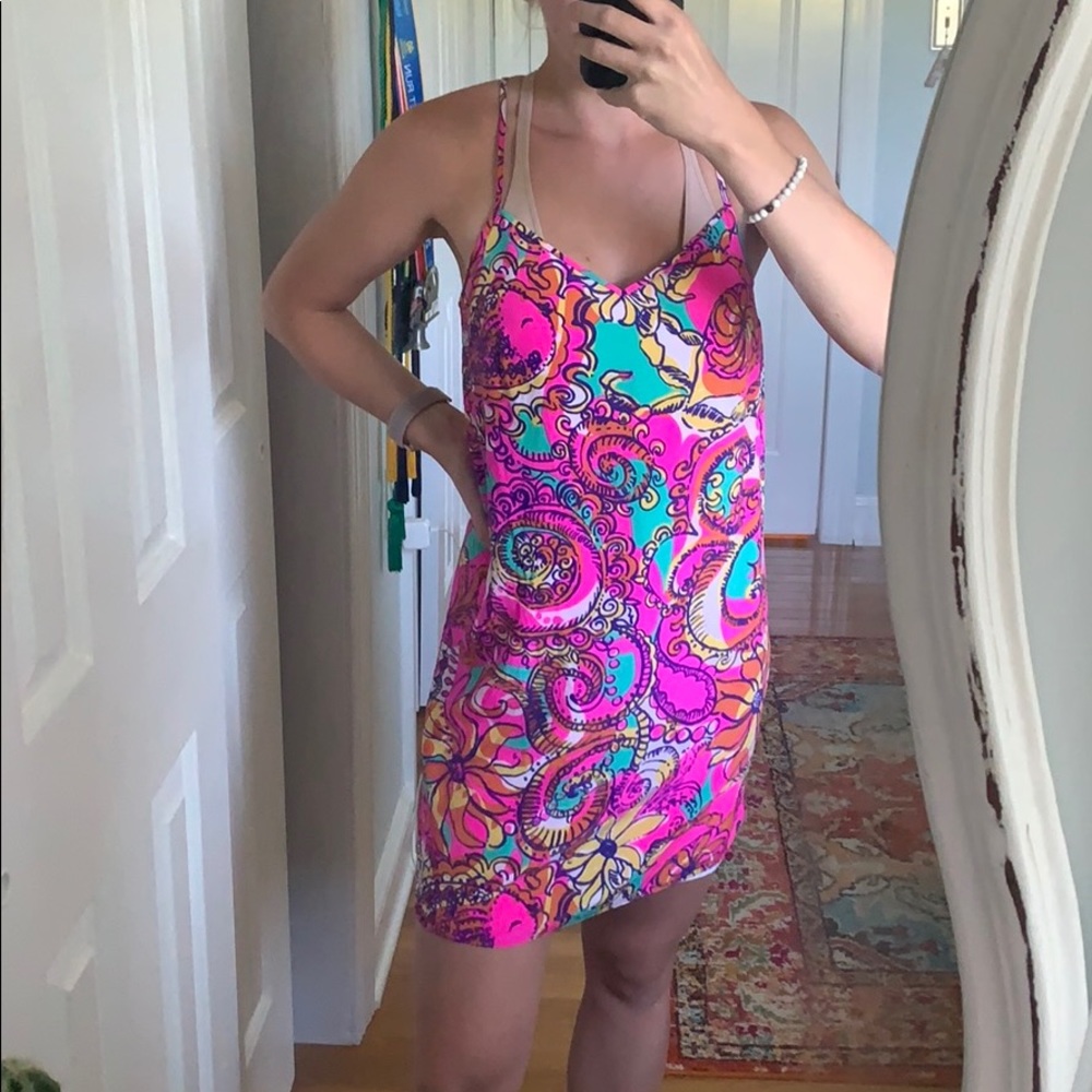 Lilly Pulitzer 100% Silk Multicolor Shift Dress